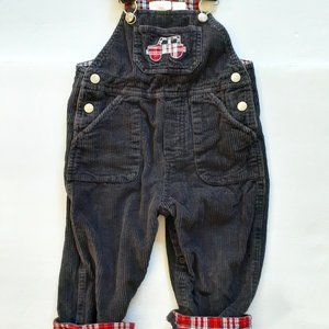 Second Step Boys Overalls Corduroy Black Red Plaid Car Size 18 Months